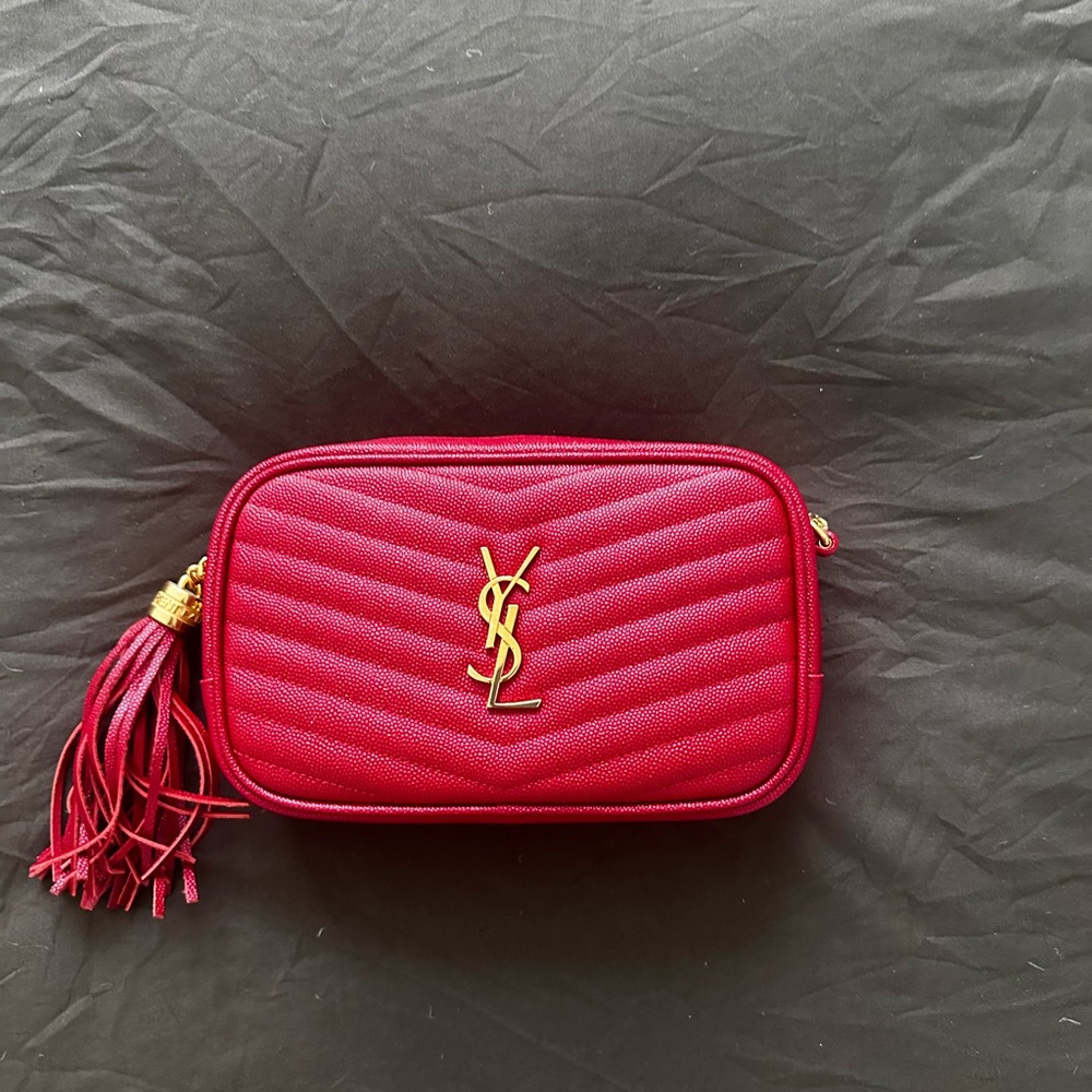 Yves Saint Laurent Red Crossbody Bag with Gold Chain - Picture 3 of 8